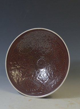 仿古瓷器 复古南宋风格 定窑紫釉花纹碗 古董古玩老货旧货收藏品