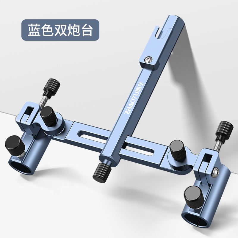 铝镁合金钓箱双炮台支架万向加厚钓椅双炮台架座双杆双头渔具配件 - 图0