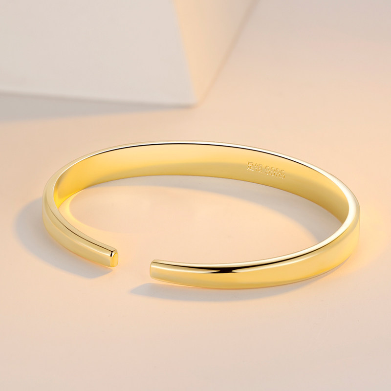 泰光银楼9999银手镯女款鎏镀金手镯 泰光银楼手镯