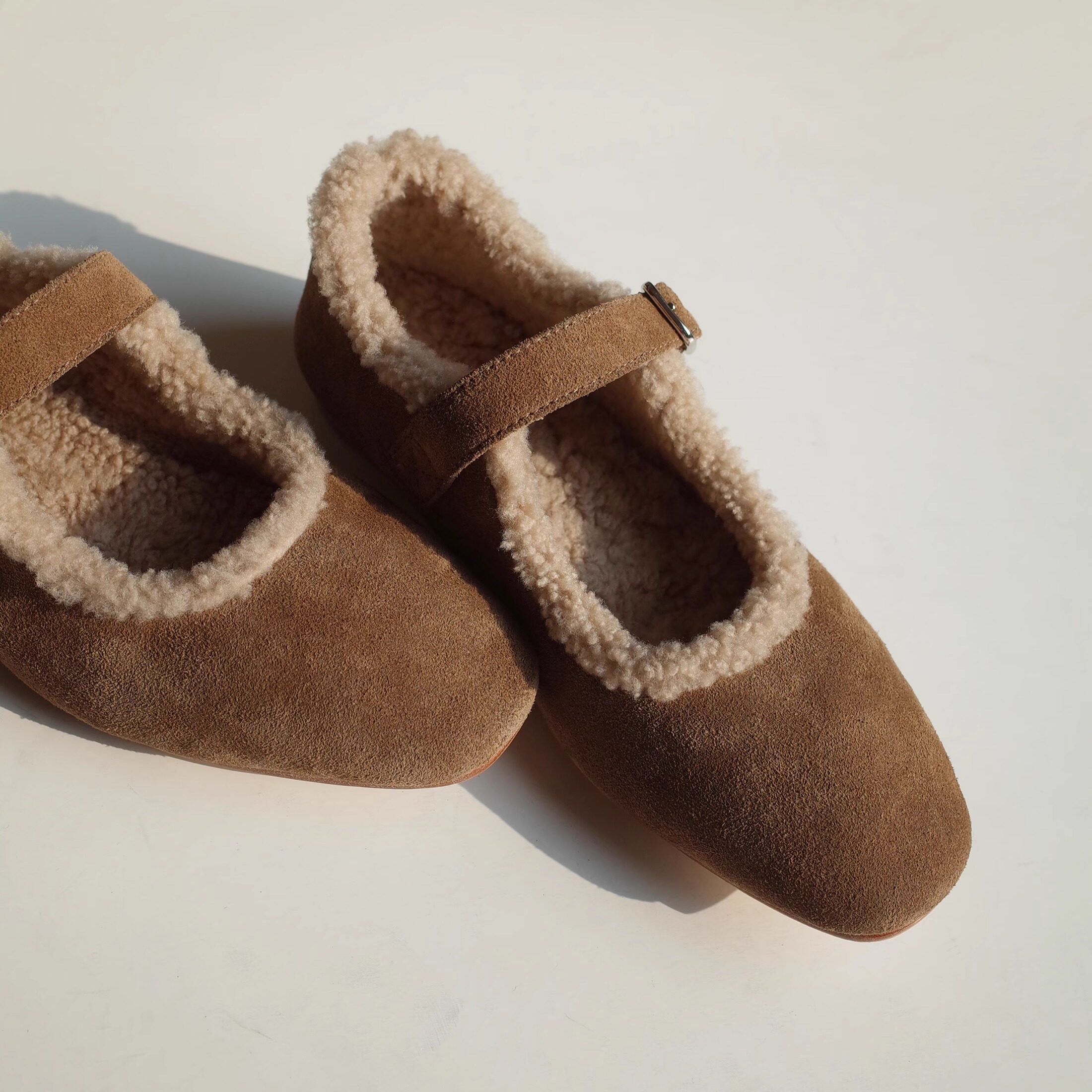 HOME WORK原创设计师手工温暖羊羔毛玛丽珍平底鞋棕色,淘宝优惠券,粉丝福利购,淘宝优惠卷