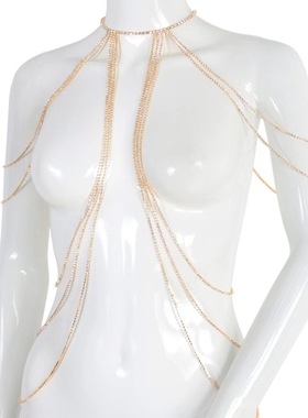 水钻铁合金水波链女性感身体项链