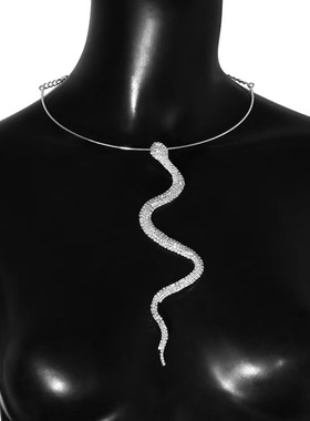 精致简约水钻蛇形夸张项圈女时尚项链性感派对宴会礼服吊坠配饰品
