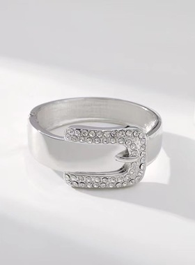 欧美女合金镶水钻开口手镯