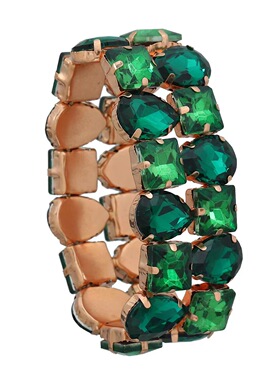 欧美女人造水晶玻璃气质弹力手镯