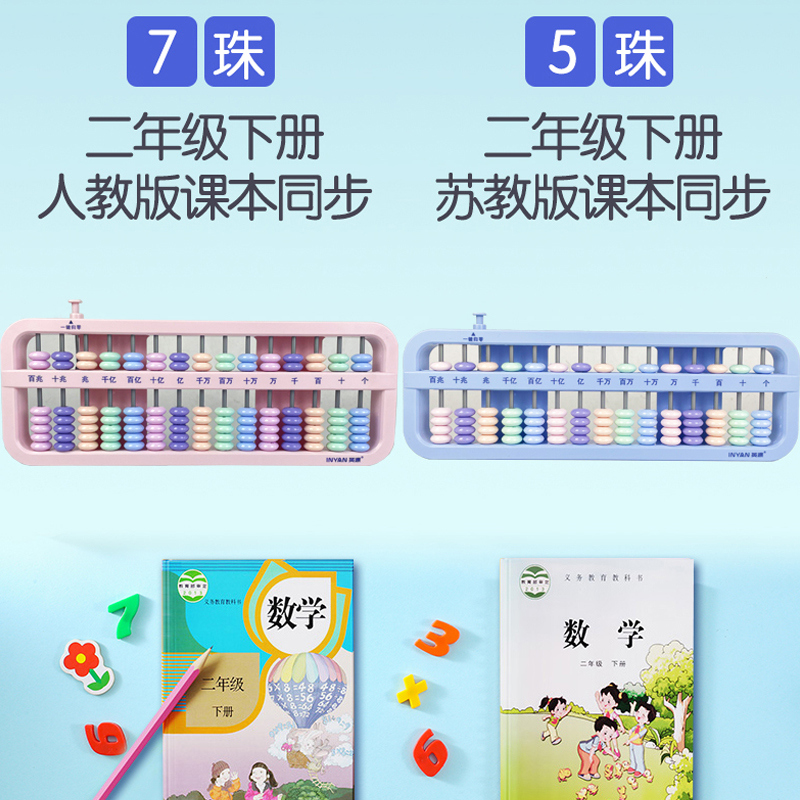 算盘小学生专用一二四年级五珠七珠心算幼儿园儿童15档教具计算 - 图1