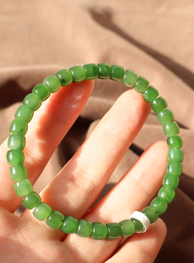 苹果绿碧玉6mm圆珠男女直切手串