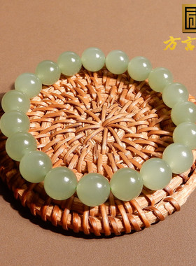 青海老坑起荧光晴水圆珠10mm手串