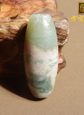 方言和田玉新疆老熟罕见且末金山矿桃花粉白玉双色勒子玉转运珠X3