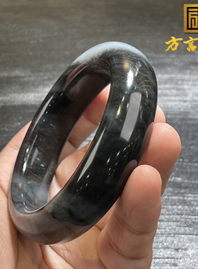 稀方言和田玉收藏级新疆籽料青花丹青水墨黑白分明内径57MM手镯S
