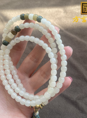 且末细腻白玉6mmDIY多宝多圈手串