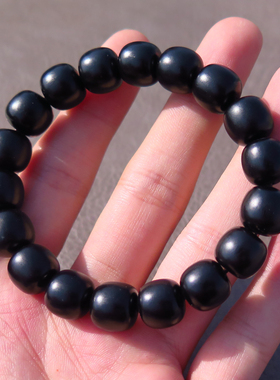 放大漏方言和田玉特惠罕见新疆温润细腻墨玉籽料12mm老型珠手串X5