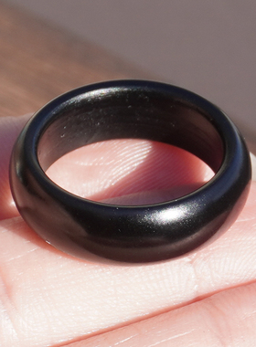 方言和田玉新疆漆黑如墨墨玉戒指
