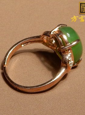 方言和田玉俄罗斯料阳绿碧玉戒指