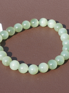 方言俄晶莹灵动粉青猫眼碧玉手串