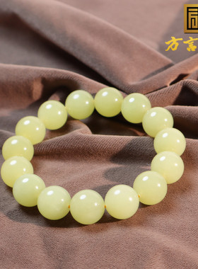 新疆油润若羌黄口料14mm圆珠手串