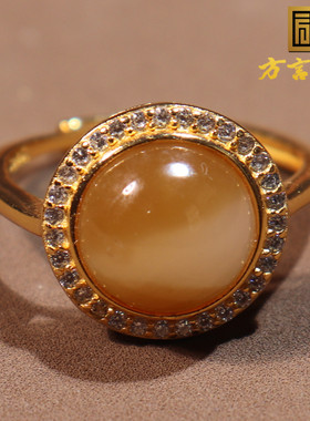 惊爆眼球方言和田玉精品温润细腻新疆带猫眼精美且末料红糖戒指O1