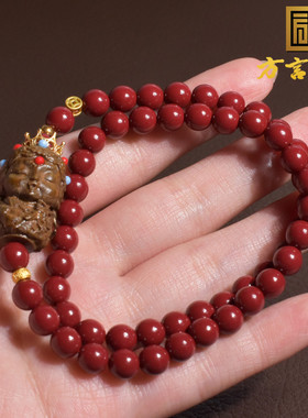 双圈朱砂新中式古风檀木度母手链