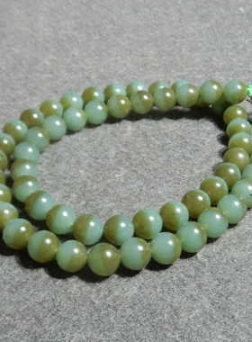 方言和田玉精品俄罗斯碧玉苹果绿带糖聚宝盆8mm圆珠妈妈链手串X3