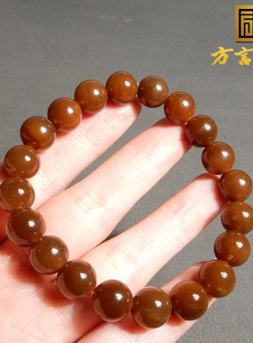 新疆且末老料红糖玉9mm圆珠手串