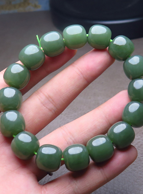 嗨翻天方言和田玉新疆且末料油润蓝色基调14mm老型珠手串手链X7