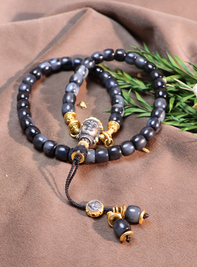 新疆青花籽料意境8mm老型珠手串