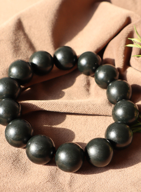 新疆细腻油润黑青玉籽料16mm手串