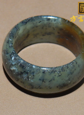 且末料糖白玉带青花卡20mm戒指