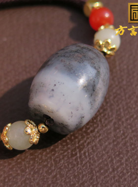 美美哒方言精品和田玉新疆黑白分明青花籽料勒子锁骨链单珠吊坠X1