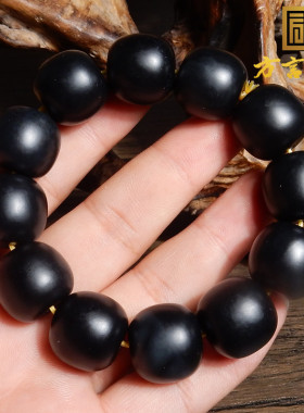 美人鬓墨玉籽料老型珠手串手链