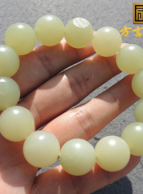 亮眼方言和田玉精品老熟山流水油润细腻留皮留毛孔卡16mm手串S6