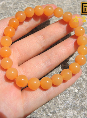 惊喜方言和田玉珍稀名品罕见高脂高糯缅甸8mm缅黄圆珠玉手链O