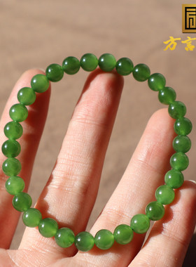 俄碧玉正阳绿油润卡6mm圆珠手串