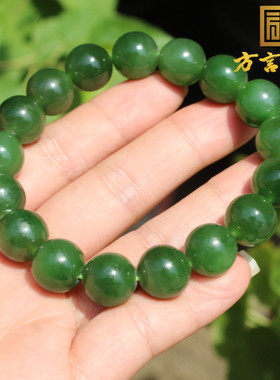 方言和田玉正阳绿猫眼碧玉手串