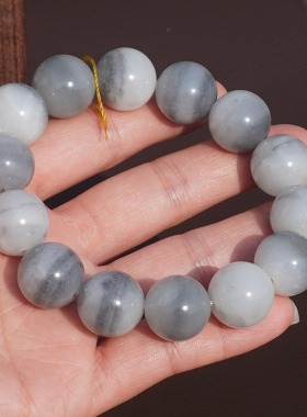 和田玉黑白分明青花籽一线天手串