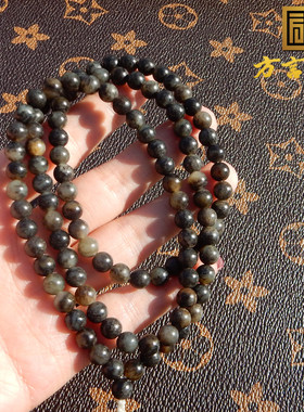 新疆青花墨玉籽料6m圆珠项链手链