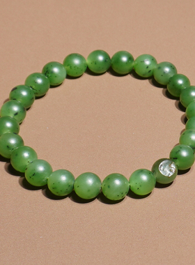 和田玉新疆黄沁皮阳绿碧玉籽手串