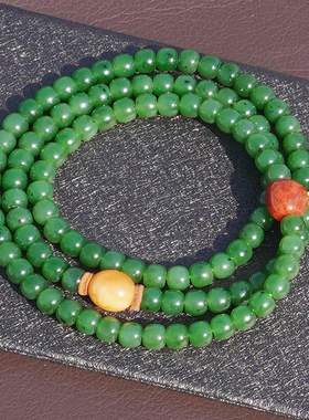 方言品牌新疆戈壁料碧玉阳绿手串