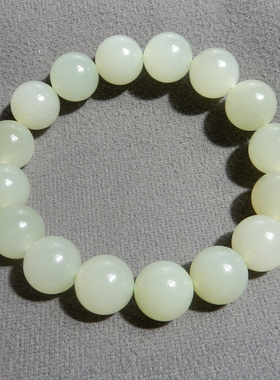 方言和田玉精品特惠青海老坑料冰底起荧光晴水12mm圆珠手串手链A6