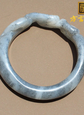 方言苏杰大师作品新疆玉龙河产黑白分明青花籽料富贵缠身56手镯X5