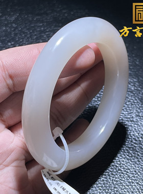 稀缺方言和田玉收藏级青海老坑料细润藕粉羊脂白玉内径53MM手镯S9