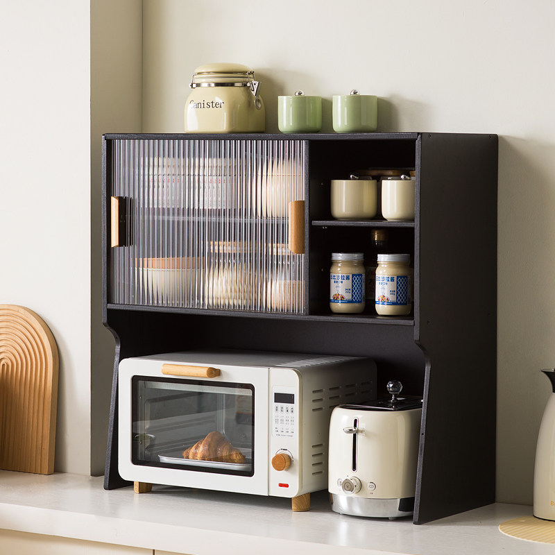 厨房置物柜微波炉电饭煲置物架调味料碗碟水杯收纳架子防尘储物柜,淘宝优惠券,粉丝福利购,淘宝优惠卷