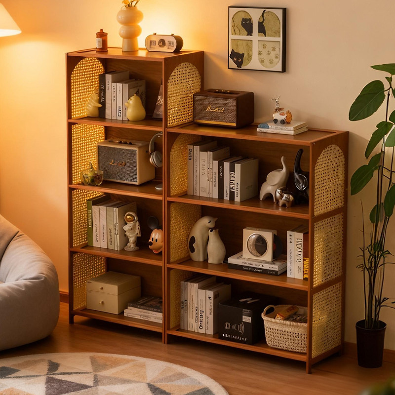 书架一体靠墙落地置物架儿童小书柜学生家用储物柜收纳柜子展示架 - 图0