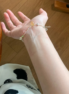 925纯银纯手工貌美的水晶晶银粒手链