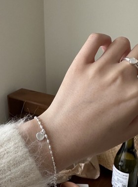 通体925纯银爱心贝壳戒指优雅美少女心气质百搭开口设计指环