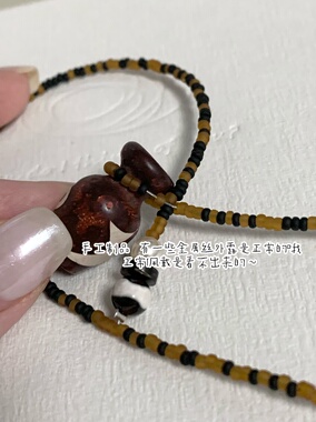 天然老玛瑙天珠复古小酒坛古着串珠项链