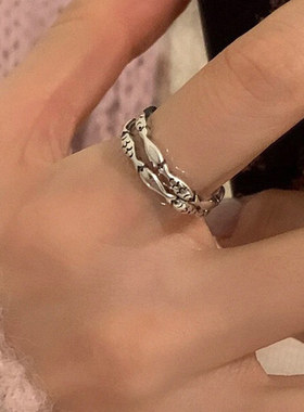 s925银小鱼新中式开口戒指