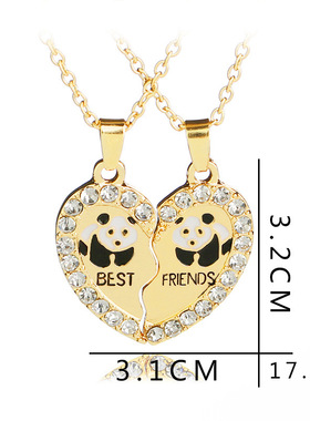 欧美BFF配饰熊猫海豚企鹅船锚吊坠best friends好朋友镶钻项链