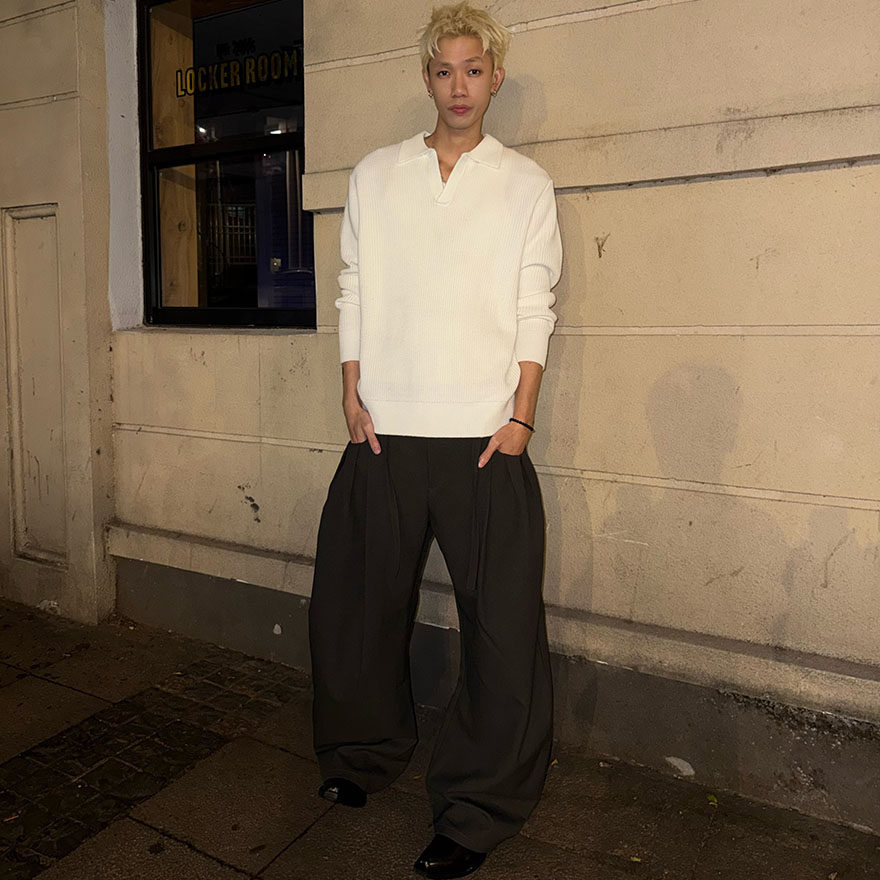 JROLLEN 高级简约立体压褶设计感阔腿西裤可拆卸腰带休闲A字长裤 - 图3