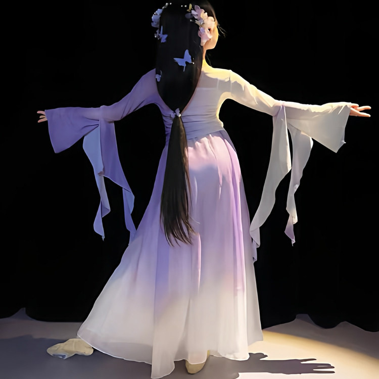 儿童古典舞蹈演出服女童飘逸仙气纱衣中国舞蹈服蝴蝶装练功服,淘宝优惠券,粉丝福利购,淘宝优惠卷