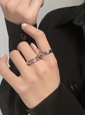 小众简约双层交叉可调套戒女
